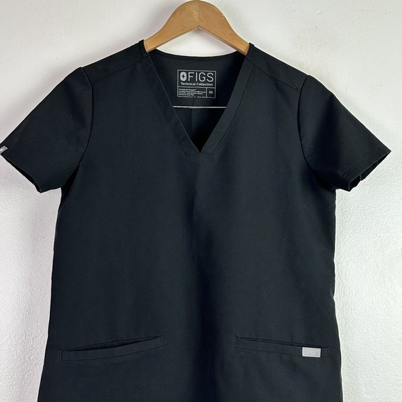 Figs Women's Black "Casma" 3 Pocket Scrub Top Style FW1100 Size XS - Picture 3 of 11
